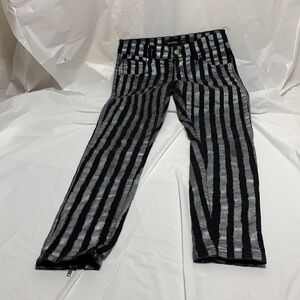 WOMEN’S Minkpink Black and Silver iridescent Striped skinny Jean Size Small